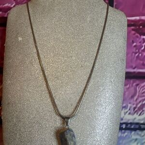 Chic Silver Necklace with Blue Pendant